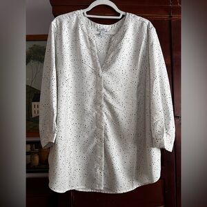 Ladies Carolina Belle Montréal white blouse with dots 2X